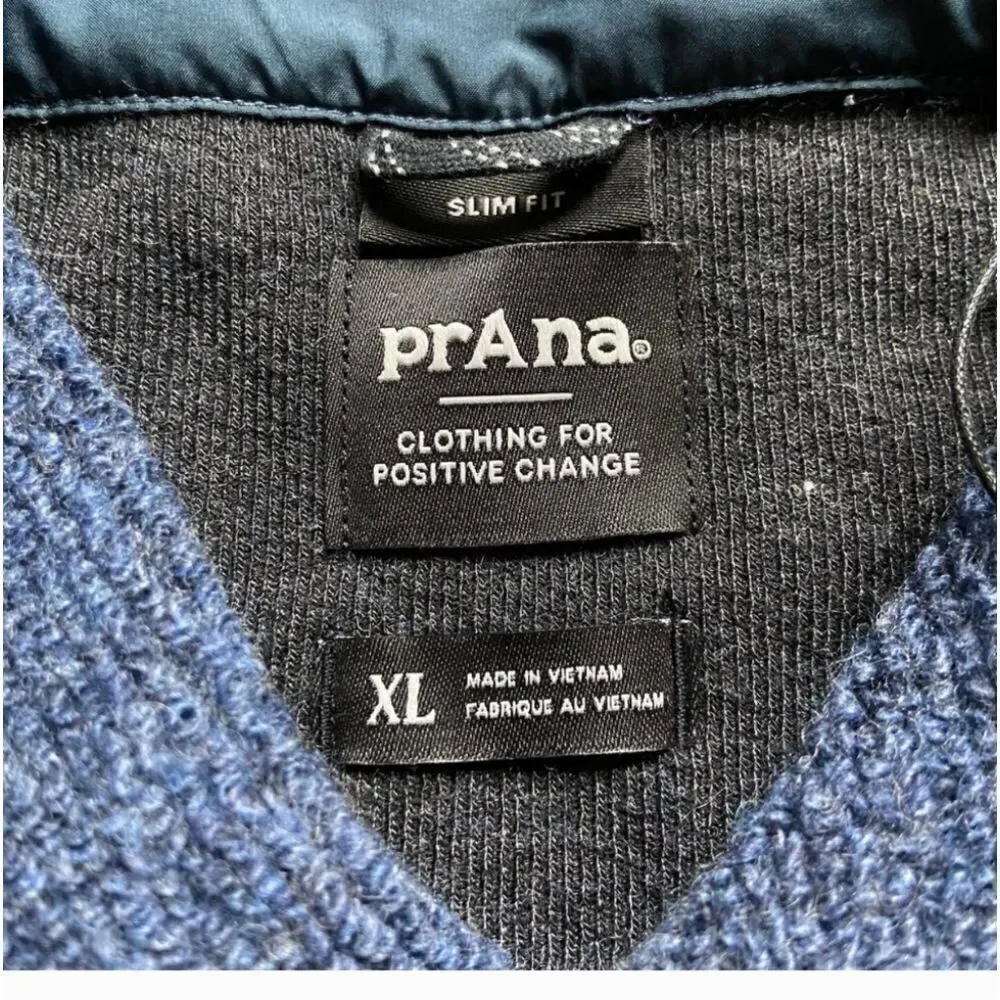 NWT Prana IncrediWool Overshirt Stormy Night Heather Jacket Blue Grey XL Slim